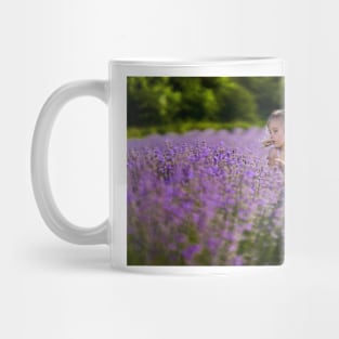 Beautiful little girl in a lavender field Mug